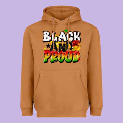 Black And Proud Heavyweight Hoodie Designed By Cowgirlartshop