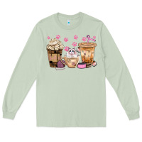 Matcha cat coffee cups with paw bbs Long Sleeve Tee - BundleAndBundleShop