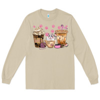 Cat Coffee Cups With Paw Bbs Long Sleeve Tee | Teevron