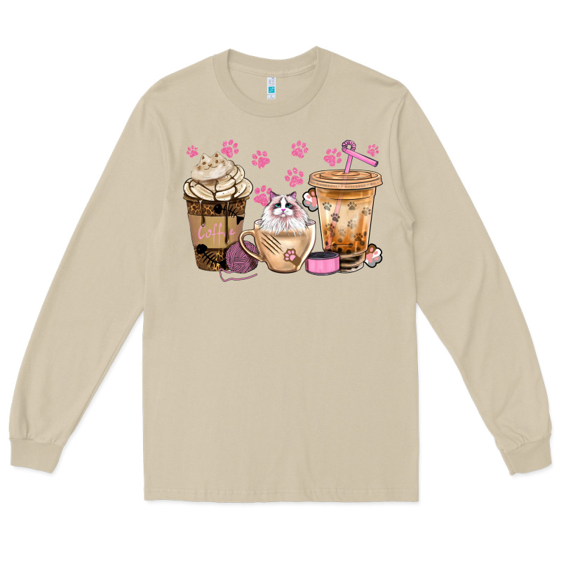 Cat Coffee Cups With Paw Bbs Long Sleeve Tee by BundleAndBundleShop | Teevron