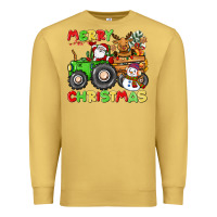 Antique Gold merry christmas crew tractor Premium Sweatshirt - CowGirlArtShop