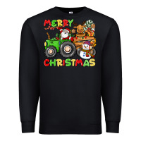 Black merry christmas crew tractor Premium Sweatshirt - CowGirlArtShop