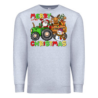 Heather Grey merry christmas crew tractor Premium Sweatshirt - CowGirlArtShop