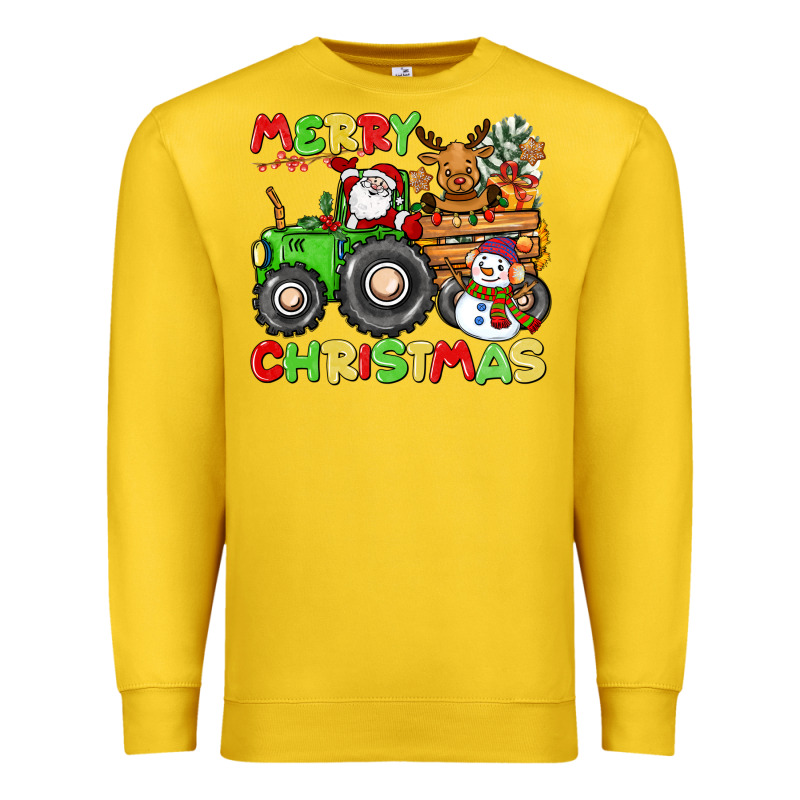Merry Christmas Crew Tractor Premium Sweatshirt by CowGirlArtShop | Teevron