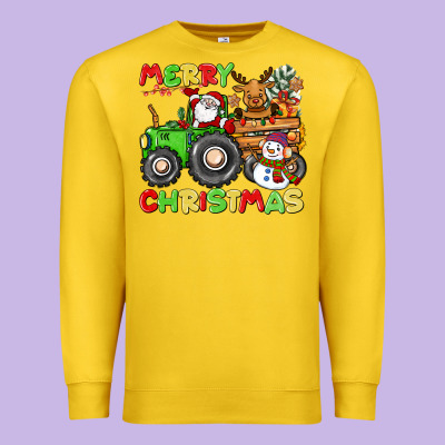 Merry Christmas Crew Tractor Premium Sweatshirt Designed By Cowgirlartshop