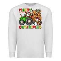 Oatmeal Heather merry christmas crew tractor Premium Sweatshirt - CowGirlArtShop