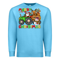 Ocean Blue merry christmas crew tractor Premium Sweatshirt - CowGirlArtShop