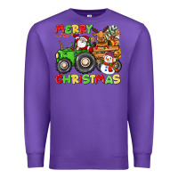 Purple merry christmas crew tractor Premium Sweatshirt - CowGirlArtShop