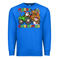 True Royal merry christmas crew tractor Premium Sweatshirt - CowGirlArtShop