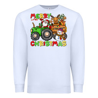 White merry christmas crew tractor Premium Sweatshirt - CowGirlArtShop