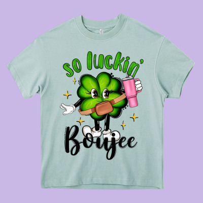 So Luckin Boujee Heavy Core Tee Designed By Artiststas