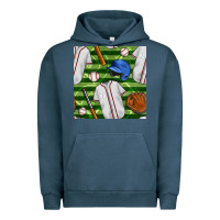 Pigment Midnight Navy baseball uniform and field seamless pattern Urban Hoodie - BundleAndBundleShop