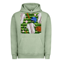 Pigment Oil Green baseball uniform and field seamless pattern Urban Hoodie - BundleAndBundleShop