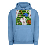 Pigment Pebble Blue baseball uniform and field seamless pattern Urban Hoodie - BundleAndBundleShop