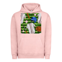 Pigment Salmon baseball uniform and field seamless pattern Urban Hoodie - BundleAndBundleShop