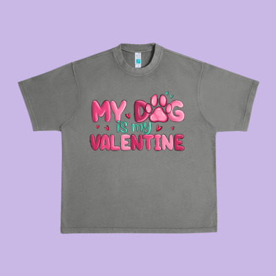 My Dog Is My Valentine Urban Heavy Tee Designed By Maliassmallbusiness