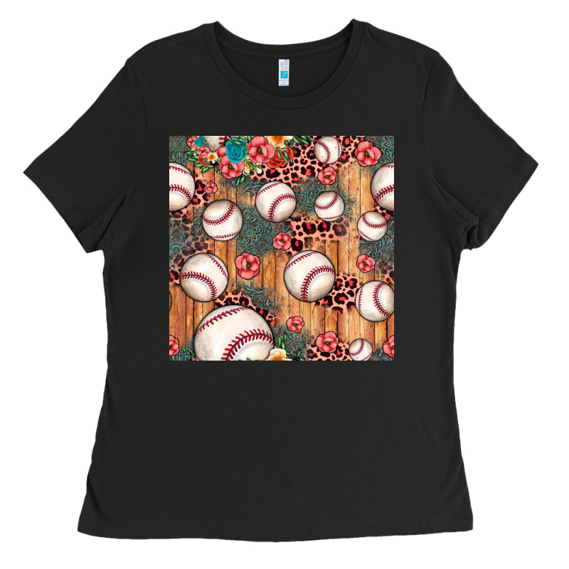 Baseball Leopard Seamless Pattern Ladies Tee by JahusDesignShop | Teevron