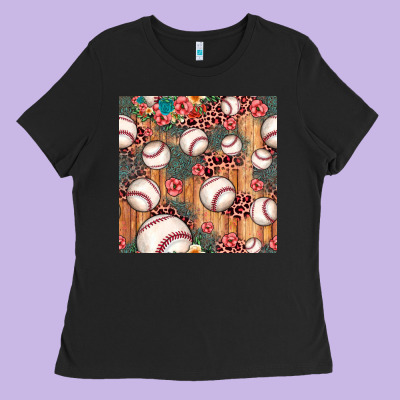 Baseball Leopard Seamless Pattern Ladies Tee Designed By Jahusdesignshop