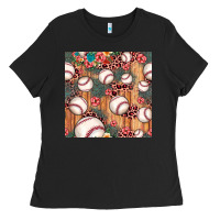 Black baseball leopard seamless pattern Ladies Tee - JahusDesignShop