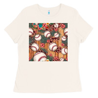 Bone baseball leopard seamless pattern Ladies Tee - JahusDesignShop