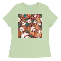 Matcha baseball leopard seamless pattern Ladies Tee - JahusDesignShop