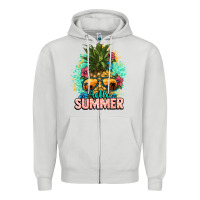 Dove Grey Hello summer pineapple Zipper Hoodie - NancyCooperArtShop