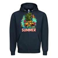 Navy Hello summer pineapple Zipper Hoodie - NancyCooperArtShop