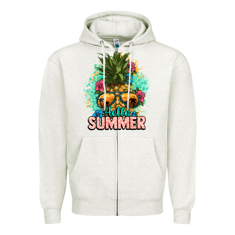 Hello Summer Pineapple Zipper Hoodie by NancyCooperArtShop | Teevron