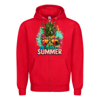 Red Hello summer pineapple Zipper Hoodie - NancyCooperArtShop