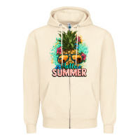 Sandshell Hello summer pineapple Zipper Hoodie - NancyCooperArtShop