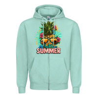 Seafoam Hello summer pineapple Zipper Hoodie - NancyCooperArtShop