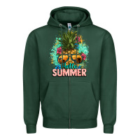 Sports Green Hello summer pineapple Zipper Hoodie - NancyCooperArtShop