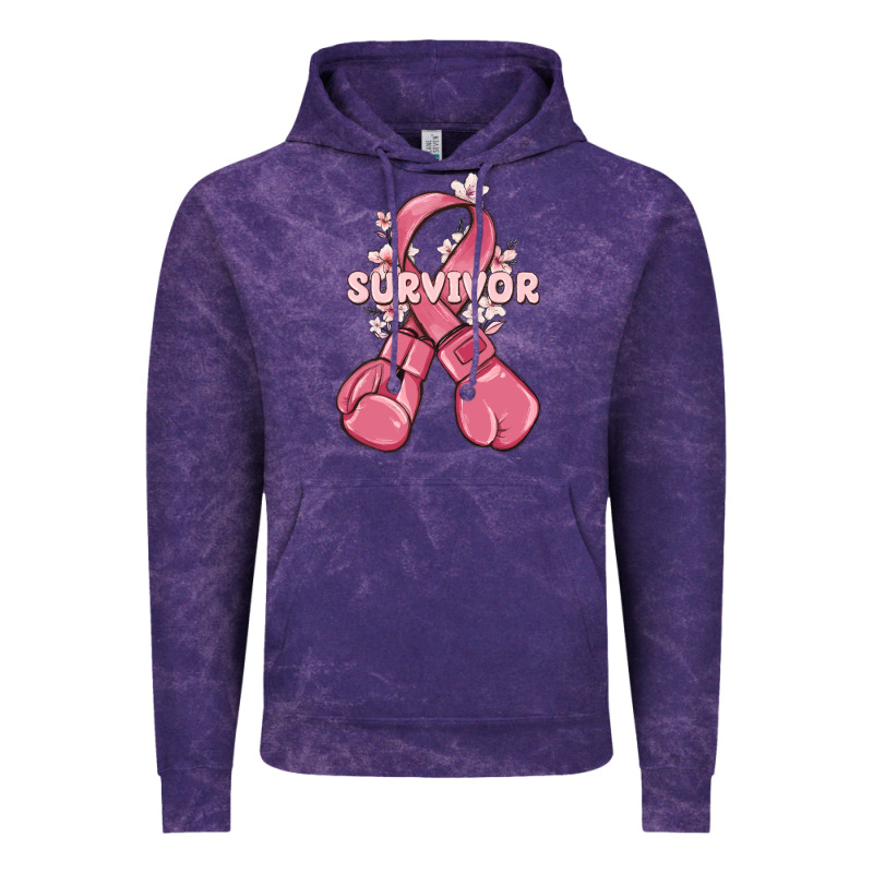 Survivor Breast Cancer With Boxing Gloves Vintage Hoodie by MaliasSmallBusiness | Teevron