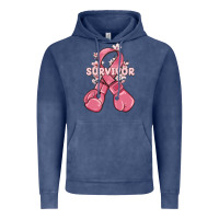 Vintage Denim survivor breast cancer with boxing gloves Vintage Hoodie - MaliasSmallBusiness