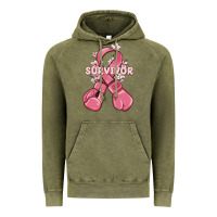 Vintage Olive survivor breast cancer with boxing gloves Vintage Hoodie - MaliasSmallBusiness