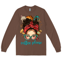 Chestnut coffee please messy bun with coffee bean bbs Long Sleeve Tee - BundleAndBundleShop