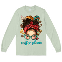Matcha coffee please messy bun with coffee bean bbs Long Sleeve Tee - BundleAndBundleShop