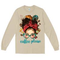 Mushroom coffee please messy bun with coffee bean bbs Long Sleeve Tee - BundleAndBundleShop