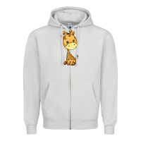 Dove Grey giraffe Zipper Hoodie - texasbilliewilder