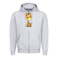 Heather Grey giraffe Zipper Hoodie - texasbilliewilder