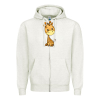 Oatmeal Heather giraffe Zipper Hoodie - texasbilliewilder