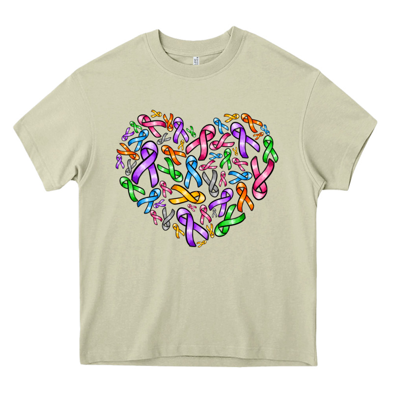 Cancer Ribbon Heart Heavy Core Tee by AdoDesignShop | Teevron