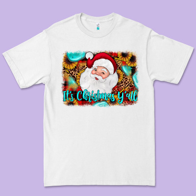It's Christmas Y'all Background Premium Tee Designed By Jahusdesignshop