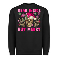 Black Dead inside but merry pink Christmas skeleton Heavyweight Sweatshirt - NancyCooperArtShop