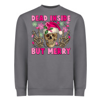 Storm Dead inside but merry pink Christmas skeleton Heavyweight Sweatshirt - NancyCooperArtShop