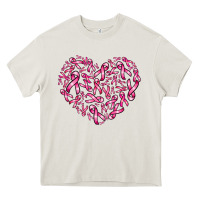 Cream breast cancer ribbon heart Heavy Core Tee - AdoDesignShop