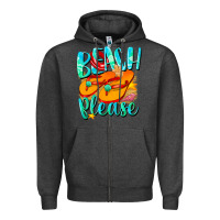 Charcoal Heather Beach please Zipper Hoodie - NancyCooperArtShop