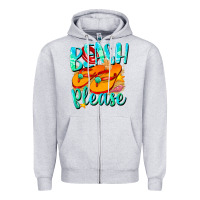 Heather Grey Beach please Zipper Hoodie - NancyCooperArtShop