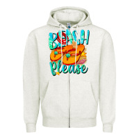 Oatmeal Heather Beach please Zipper Hoodie - NancyCooperArtShop