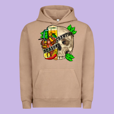 Skull Crawfish Season Urban Hoodie Designed By Fadigitalartstudio